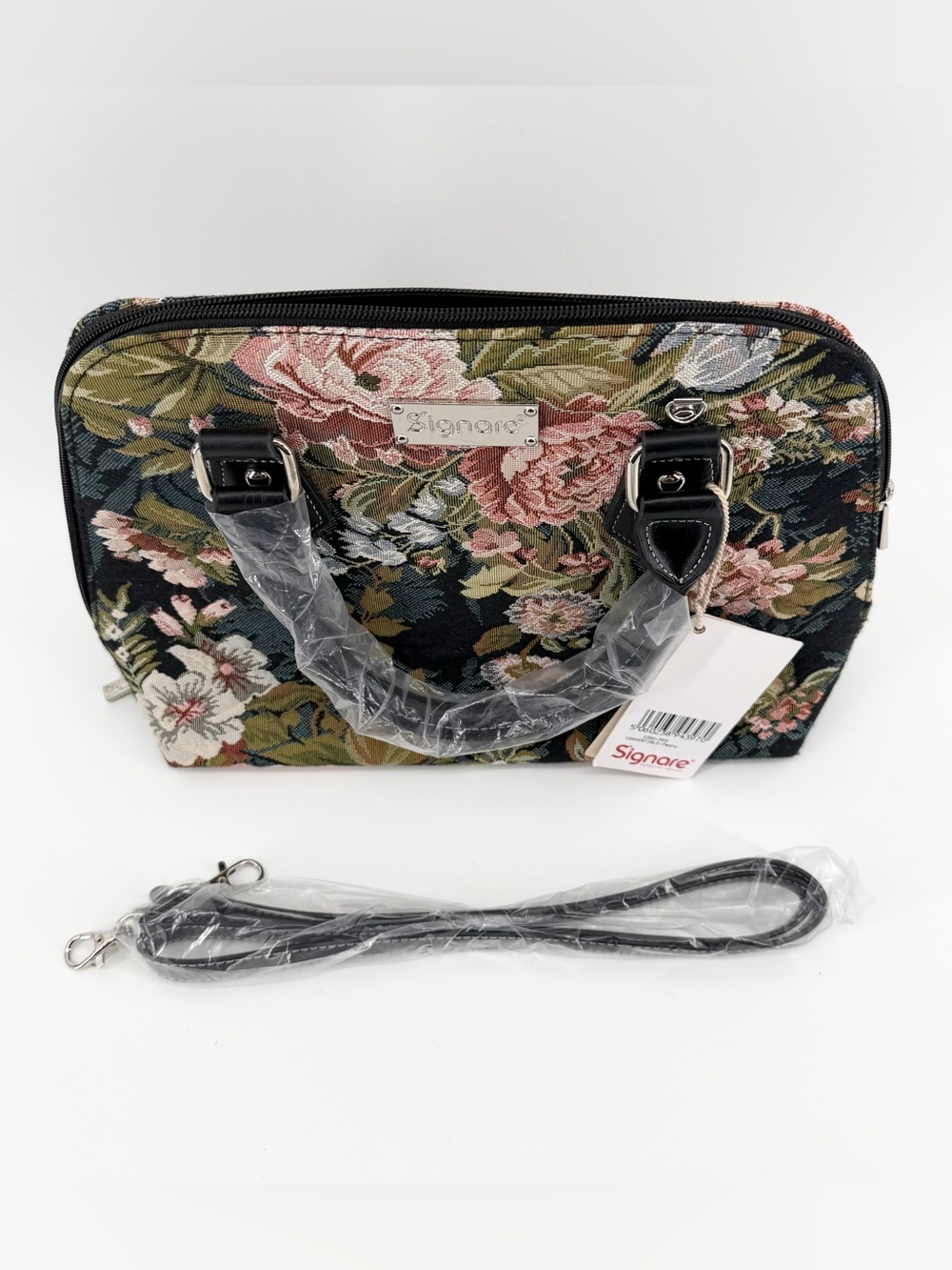 Signare Peony Woven Tapestry Floral Top Handle Convertible Satchel Bag New NWT - Picture 2 of 11